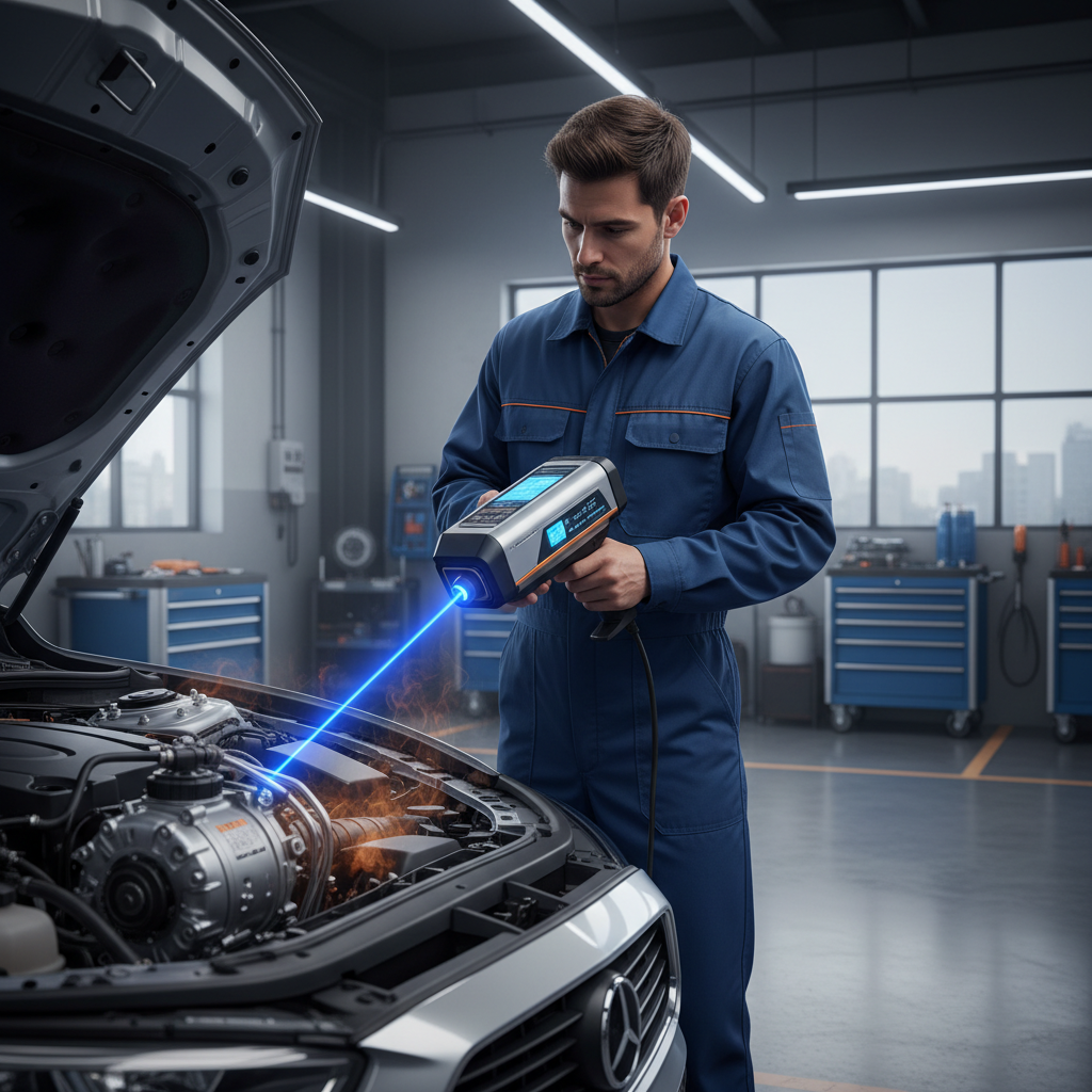 Professional laser inspection service for car air conditioning system - Alatas AC Center